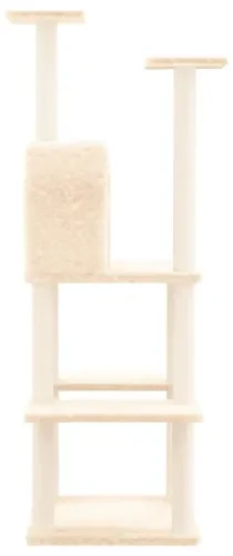 vidaXL Škrabadlo pre mačky so sisalovými stĺpikmi krémové 144,5 cm-