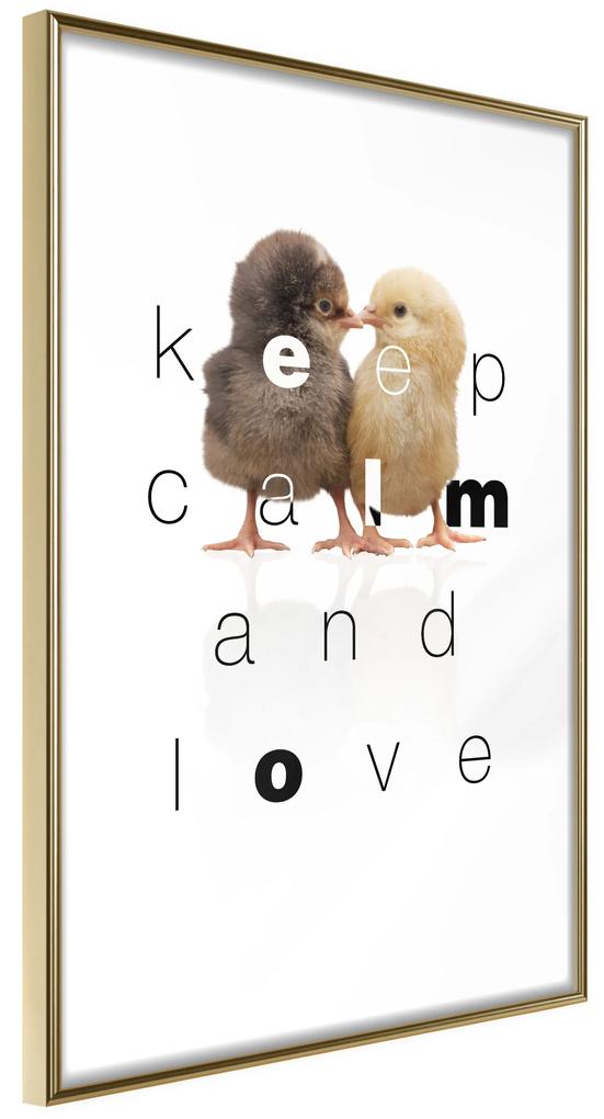 Artgeist Plagát - Keep Calm and Love [Poster] Veľkosť: 20x30, Verzia: Čierny rám s passe-partout