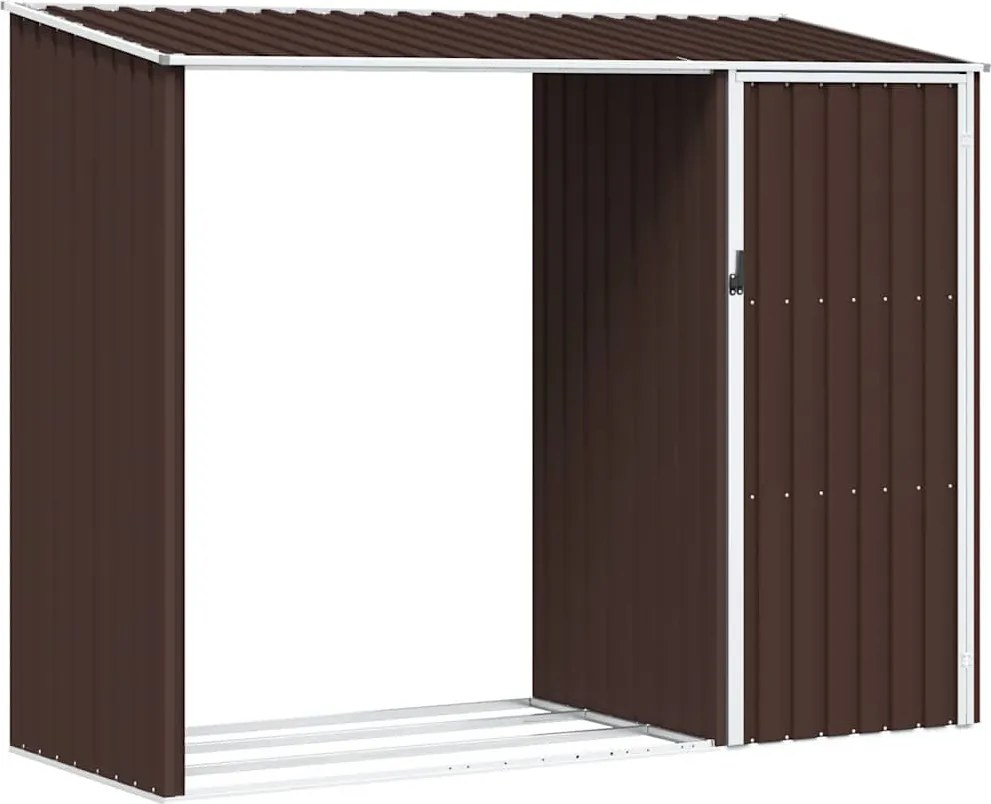 vidaXL Záhradná kôlňa na palivové drevo hnedá 245x98x159 cm pozinkovaná oceľ