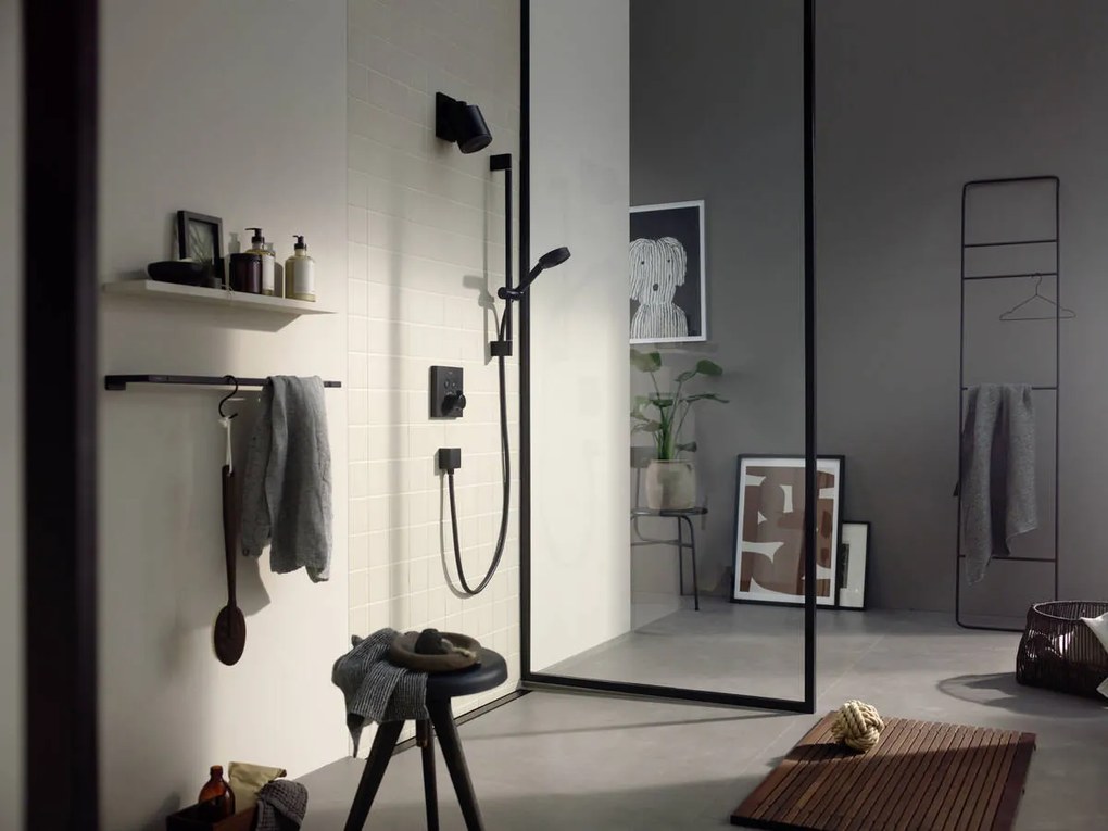 Hansgrohe Pulsify Select S, sprchová súprava 105 3jet Relaxation EcoSmart so sprchovou tyčou 65 cm, matná čierna , HAN-24161670