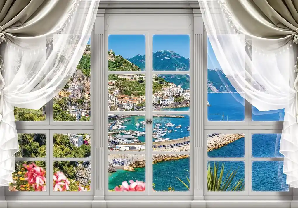 Fototapeta - Pohľad z okna na tyrkysový záliv (152,5x104 cm), 10 ďalších  rozmerov | BIANO