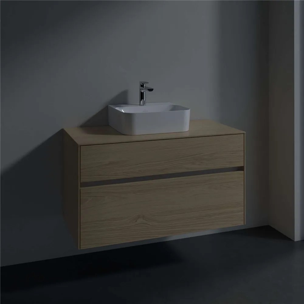 VILLEROY &amp; BOCH Collaro závesná skrinka pod umývadlo na dosku (umývadlo v strede), 2 zásuvky, 1000 x 500 x 548 mm, Nordic Oak, C09400VJ