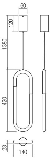 Redo 01-3183 - LED Luster na lanku LATIUM LED/9W/230V mosadz