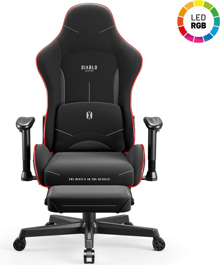 Čierne herné kreslo s LED RGB osvetlením: Diablo X-Starter