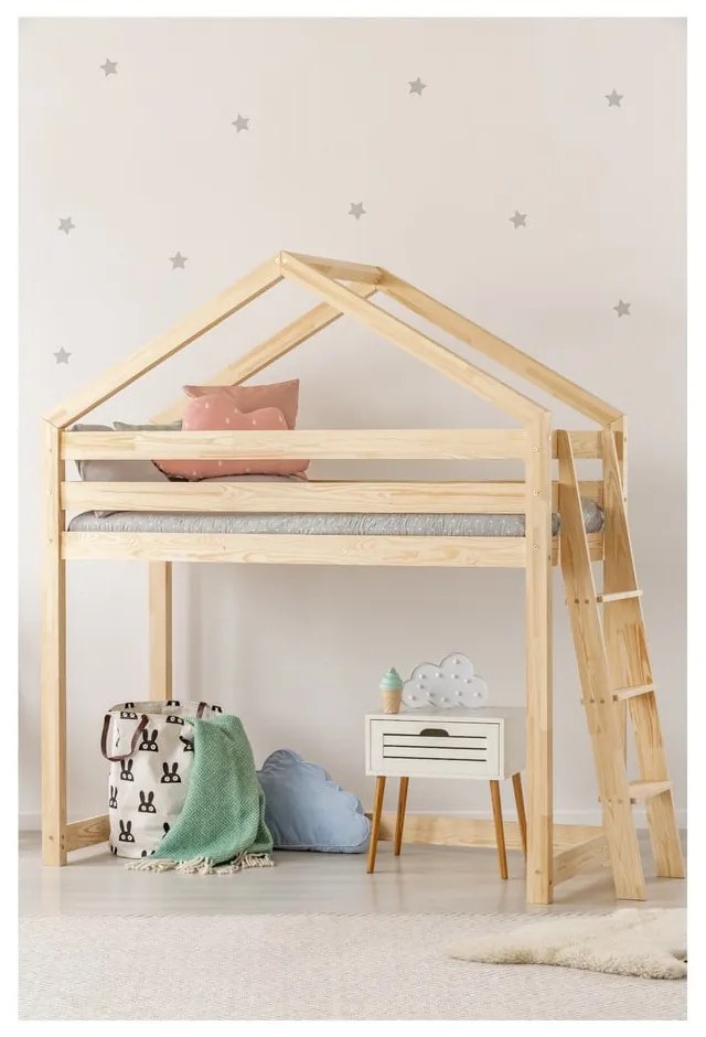 Domčeková poschodová posteľ z borovicového dreva Adeko Mila DMPBA, 80 × 180 cm