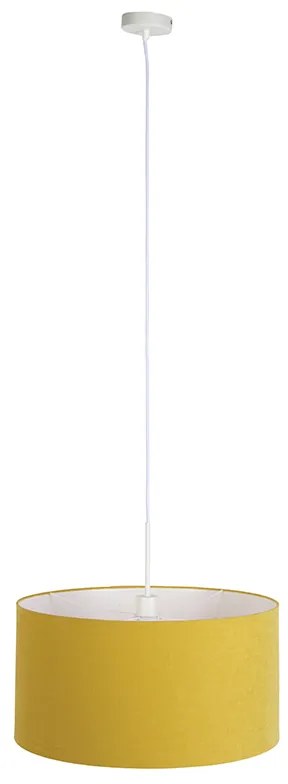 Závesné svietidlo biele so žltým tienidlom 50 cm - Combi 1