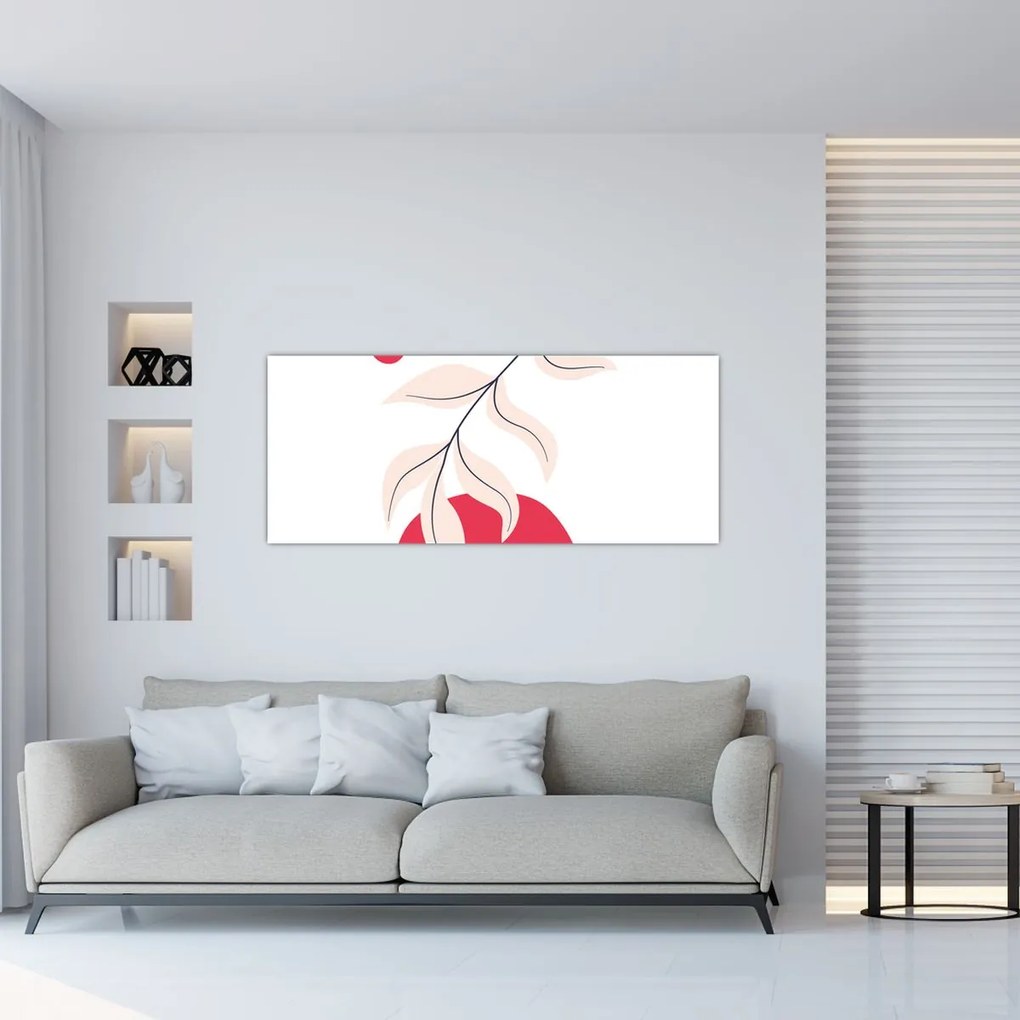 Obraz - Ružová florálna abstrakcia N⁰2 (120x50 cm)