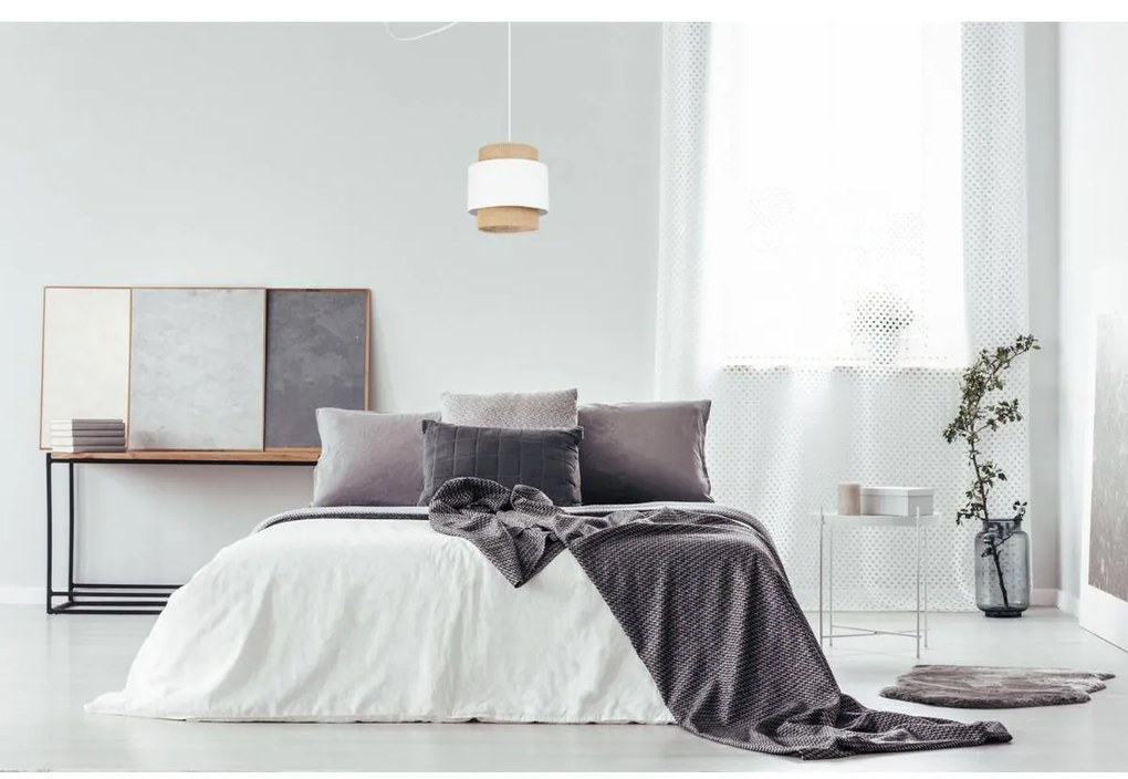 Závesné svietidlo Boho Spider, 1x jutové/biele textilné tienidlo
