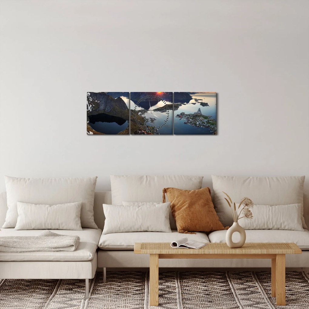 Obraz - Krajina (s hodinami) (90x30 cm)