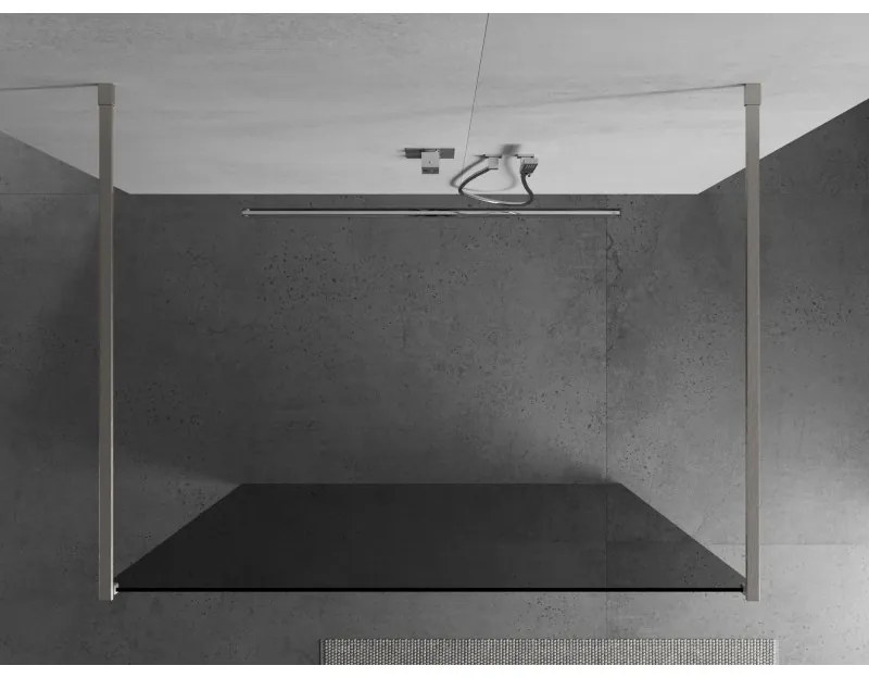 Mexen Kioto, sprchová zástena Walk-In 100 x 200 cm, 8mm šedé sklo, brúsená oceľ profil, 800-100-002-97-40