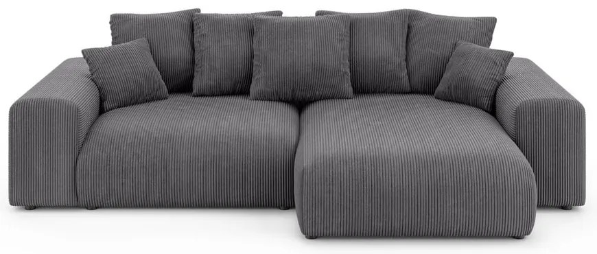 Sivá menčestrová rozkladacia rohová pohovka s úložným priestorom (variabilný roh) Luma – Ropez