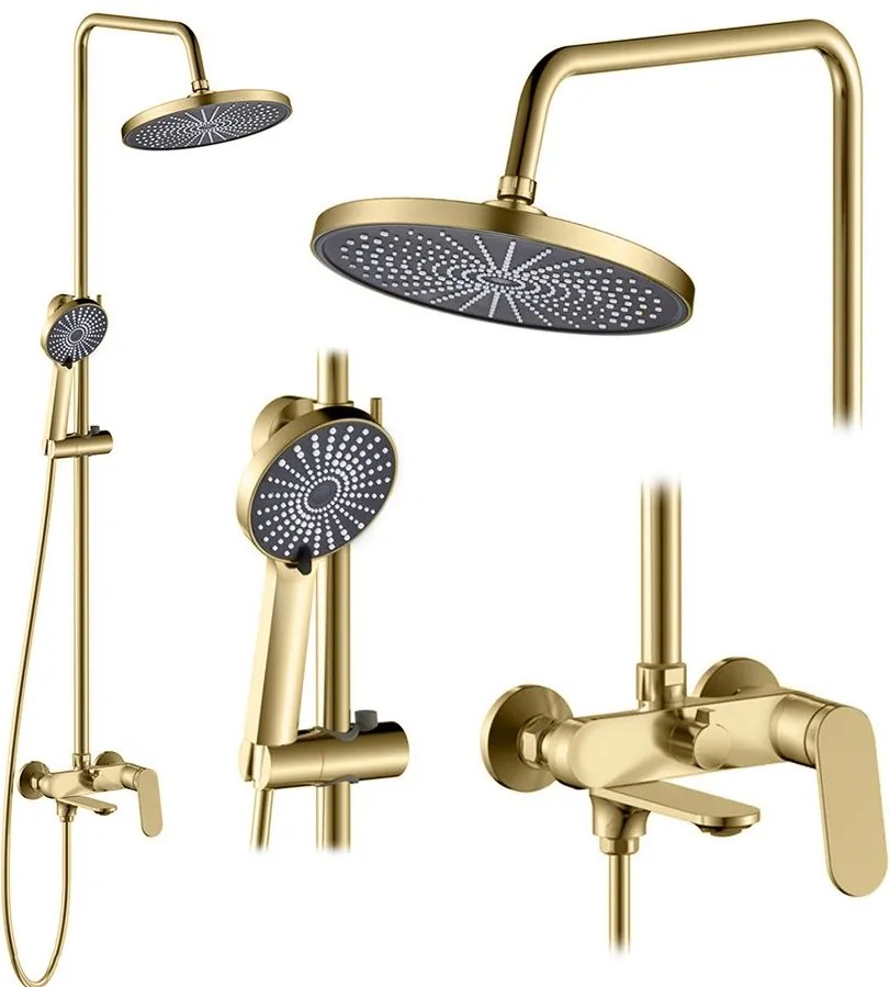 Rea Marco, sprchový set s vaňovou výlevkou, zlatá matná, REA-P8548