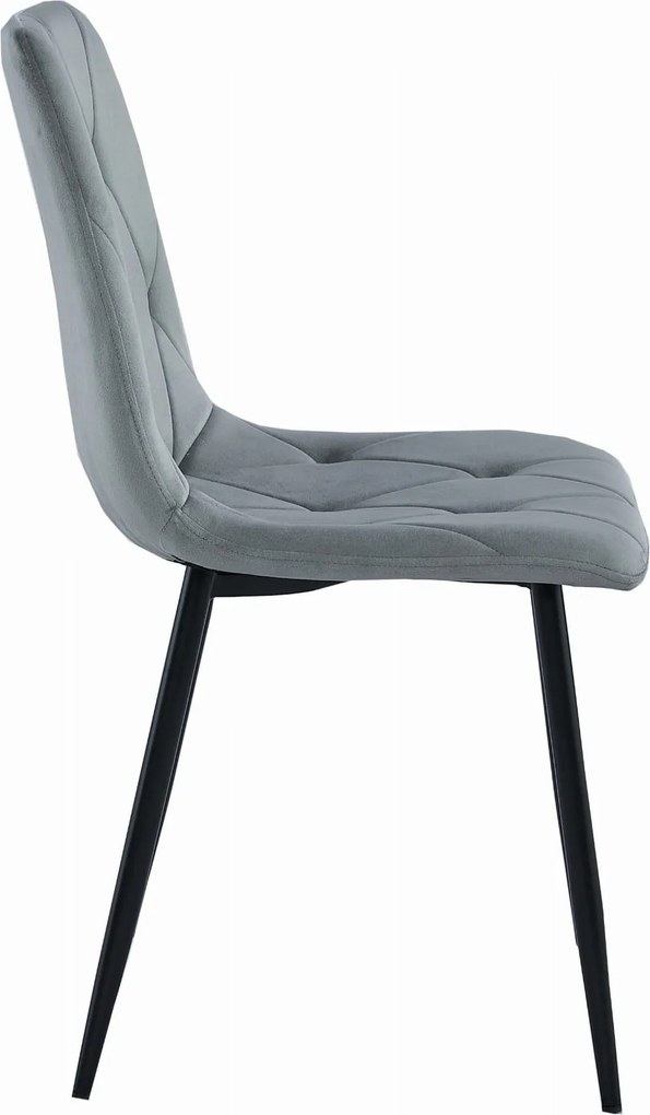 AKCIA Sivá zamatová jedálenská stolička LIBRA s čiernymi nohami II. trieda