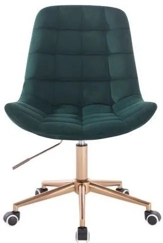 LuxuryForm DESIGN Stolička PARIS VELUR na zlatej základni s kolieskami - zelená