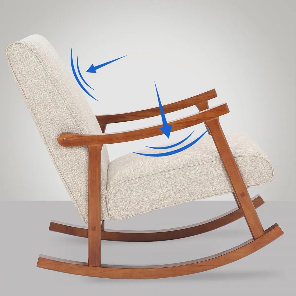 Design-Shop Hojdacie kreslo stolička Morelia - látka, drevené nohy orech - Krémová