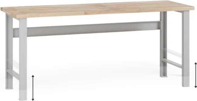 Výškovo nastaviteľný dielenský stôl G7, buková škárovka, 2000 x 685 x 840-1040 mm