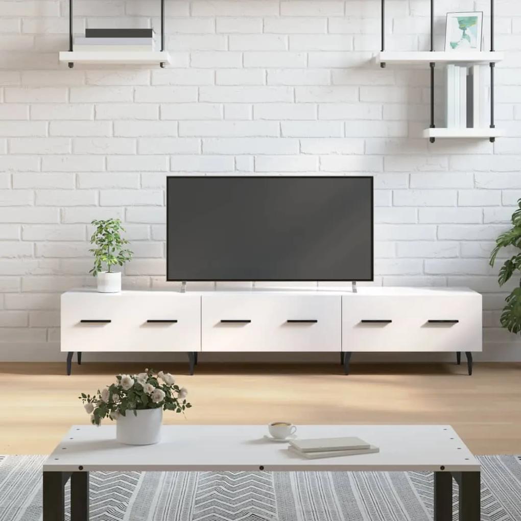 TV skrinka, lesklá biela 150x36x30 cm, kompozitné drevo 829166