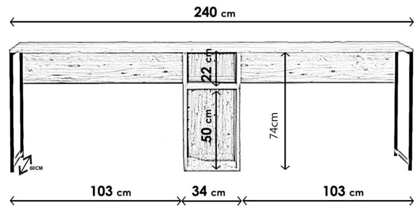 Hanah Home - Dizajnový pracovný dvojstôl IKILI 240 cm, MDF, dubová dýha