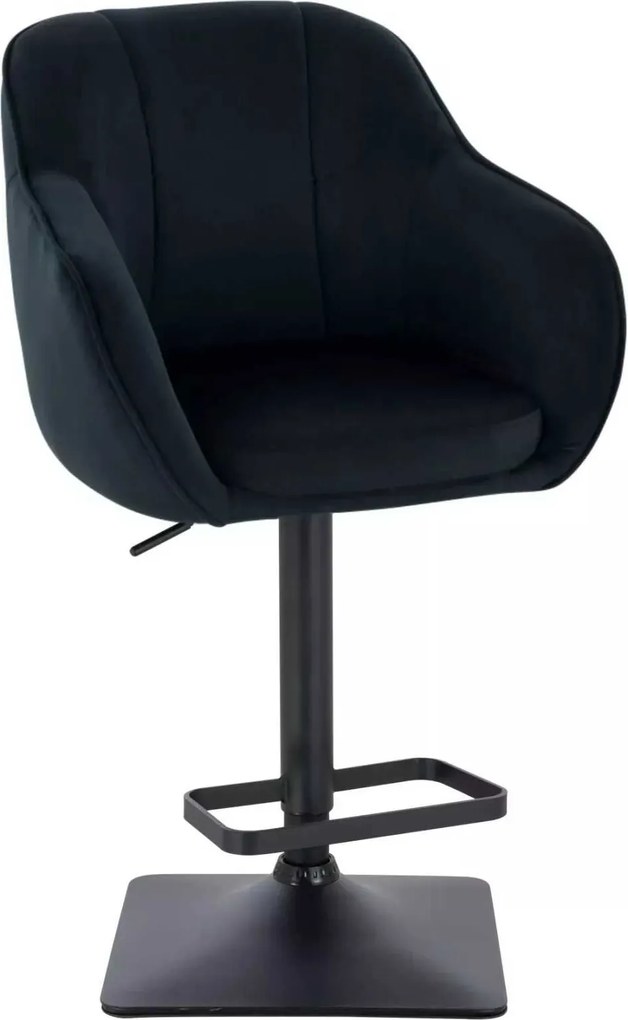 LuxuryForm DESIGN Barová stolička AVOLA VELUR na čiernej hranatej podstave - čierna