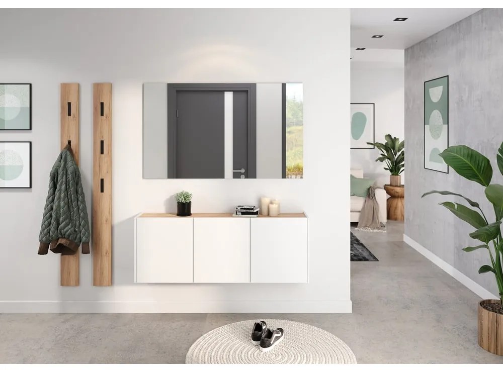 Biela závesná skrinka v dekore duba 138x52x25 cm Libbiano – Germania