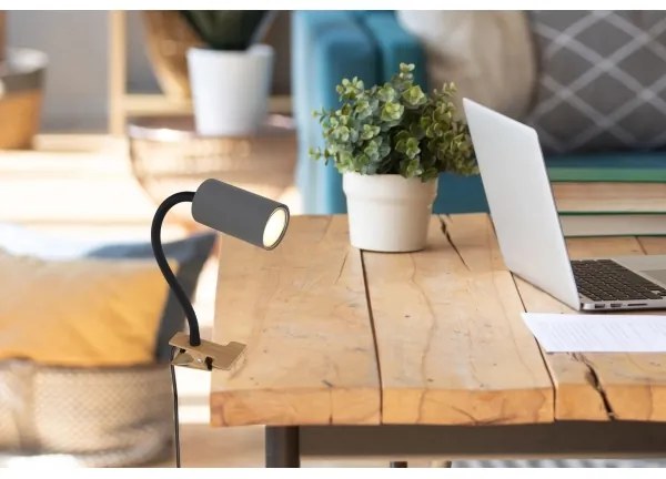 Globo 57911KG - Flexibilná lampa s klipom ROBBY 1xGU10/25W/230V šedá/hnedá