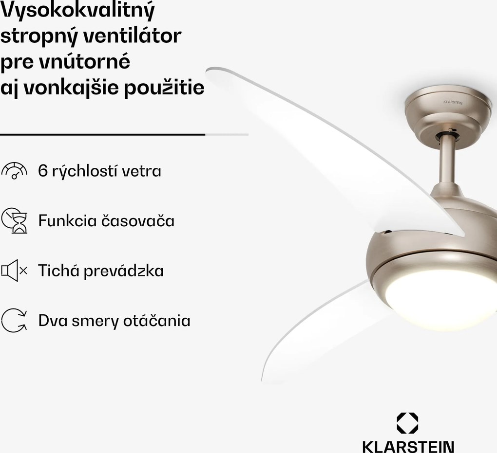 Klarstein Stropný ventilátor El Paso s osvetlením | 132 cm | 35 W | Tichý chod | Drevený