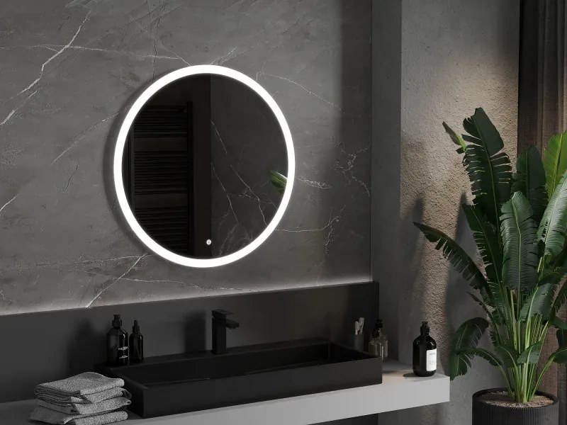 Mexen Oro, okrúhle LED podsvietené kúpeľňové zrkadlo 80 cm, 6000K, vykurovacia podložka proti zahmlievaniu, 9824-080-080-611-00