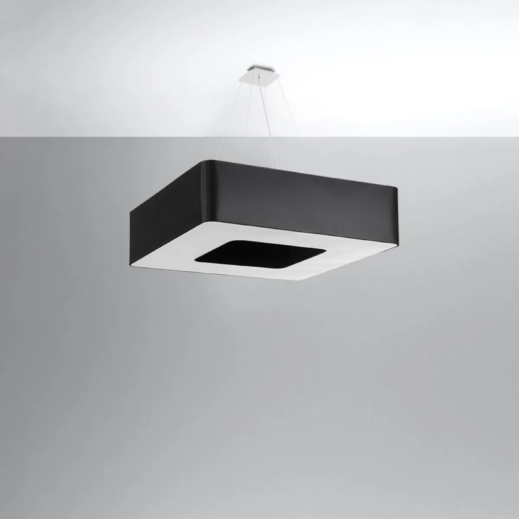 Závesné svietidlo Urano, 1x čierne textilné tienidlo, (biely plast), (80 cm)