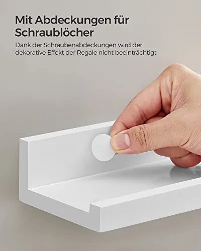 Nástenné police, 3ks, 5x38x10cm, lesklé biele