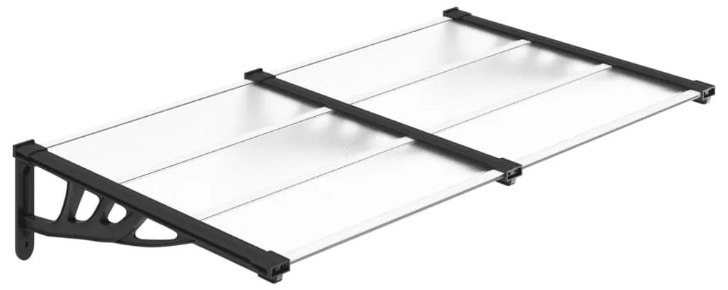 vidaXL Vchodová strieška čierna a priehľadná 152,5x90 cm polykarbonát