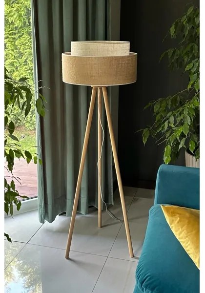 Duolla - Stojacia lampa YUTE BOHO 1xE27/15W/230V pr. 45 cm hnedá/krémová