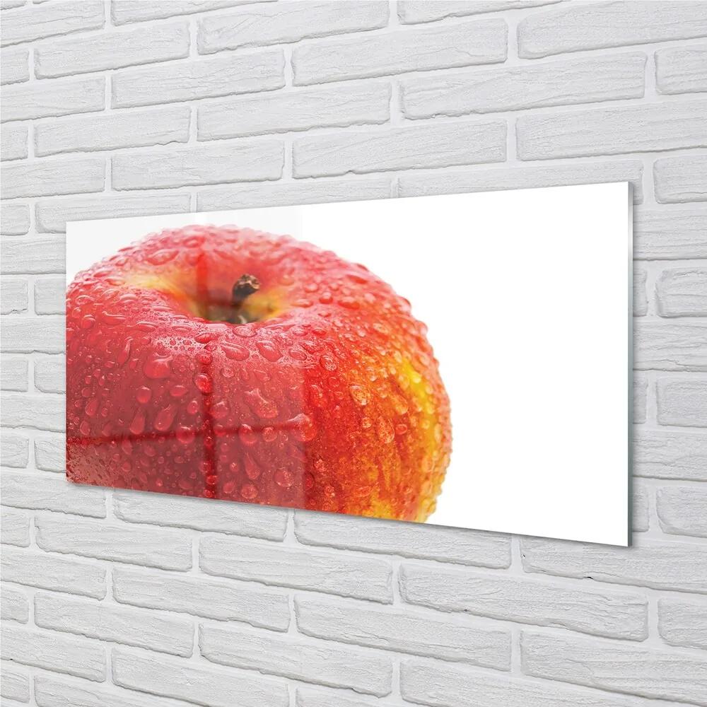 Obraz na skle Kvapôčky vody na jablko 125x50 cm