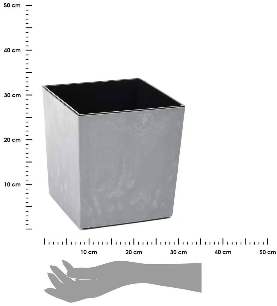 PLASTOVÝ KVETINÁČ FLORE 25X25 CM IMITÁCIA BETÓNU SIVÁ