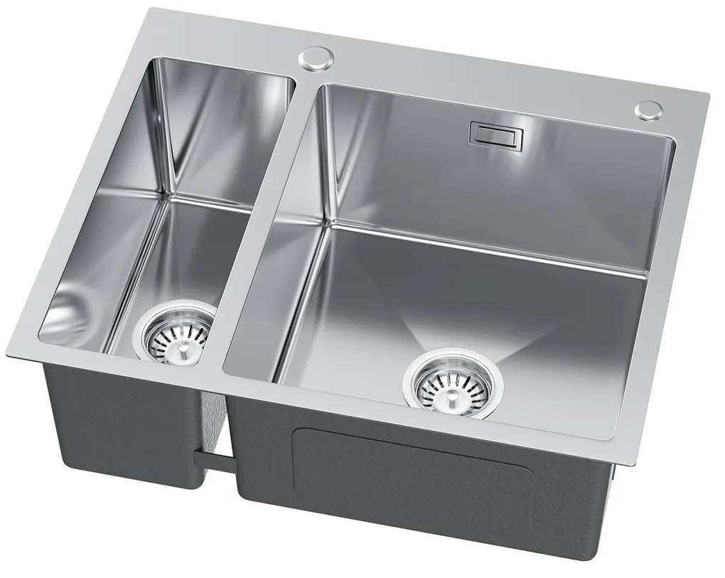 Erga HD, 1,5-komorový oceľový drez 610x510x210 mm s dávkovačom saponátu, oceľová, ERG-MLS-HD6151