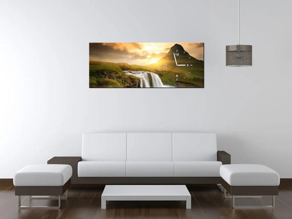 Gario Obraz s hodinami Islandská krajina Rozmery: 60 x 40 cm