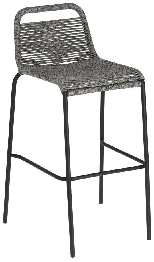 Sivá barová stolička s oceľovou konštrukciou Kave Home Glenville, výška 74 cm