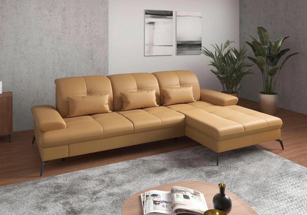XXXLutz ROHOVÁ SEDAČKA, textil, koža, kari žltá Sit & More - Sedačky - 000144011753
