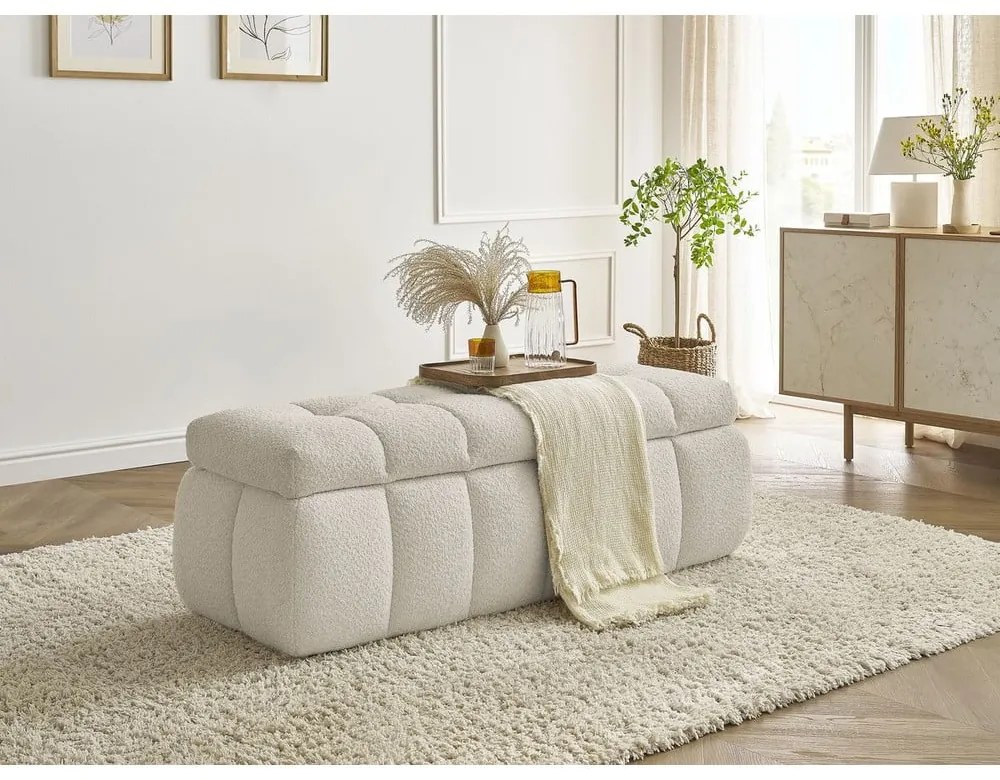 Béžová lavica z textílie buklé Mont Blanc – Bobochic Paris