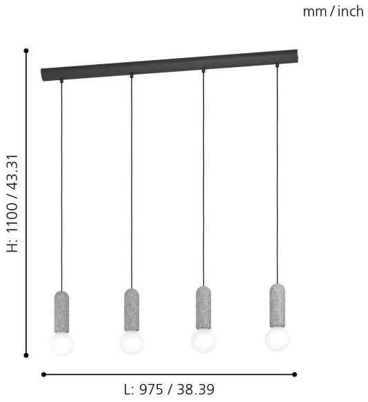 Eglo 39832 - Luster na lanku GIACONECCHIA 4xE27/40W/230V