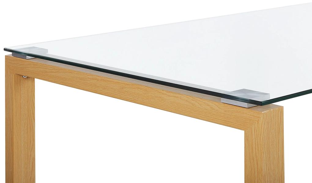Jedálenský stôl so sklenenou doskou 130 x 80 cm svetlé drevo TAVIRA  Beliani