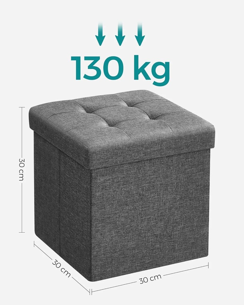 Taburet s úložným prostorem Nestro 30 cm šedý