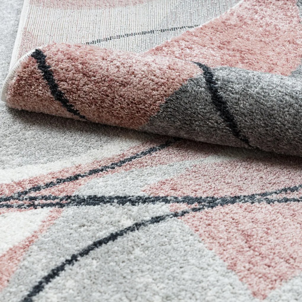 Dywany Łuszczów, Kusový koberec Fusion 5868 white/dark pink, 180x270, ružová, kancelária