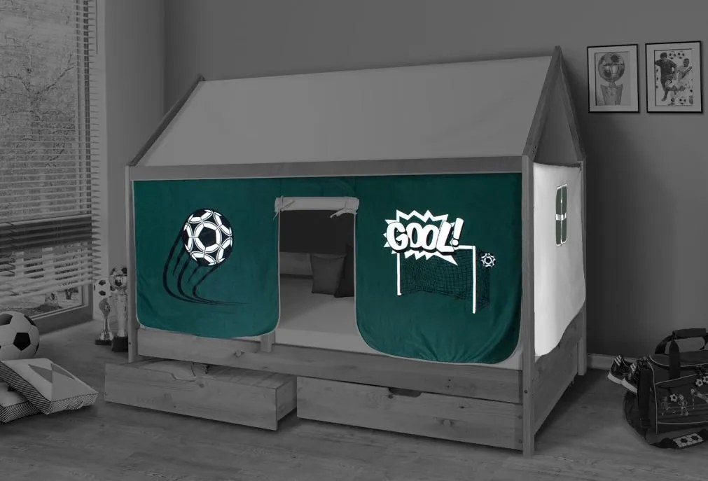 Detská Domčekové posteľ KIDS futbal - sivá 200x90 cm