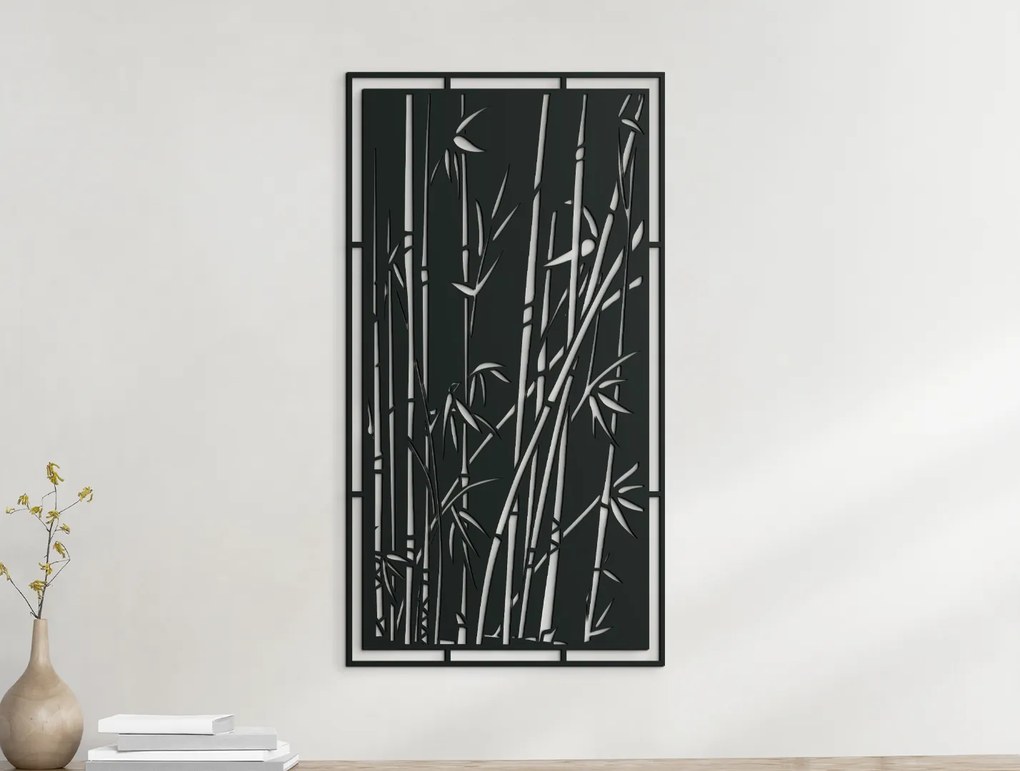 drevko Drevený obraz Bambus Rozmer obrazu: 44,5 x 24 cm, Farba dekorácie: Čierna