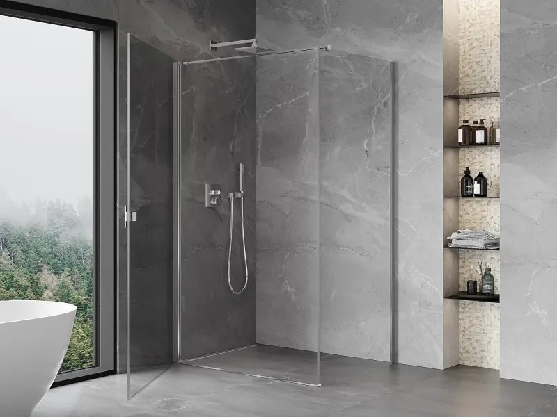 Mexen Mist-B, 1-krídlový výklopný sprchový kút 80 x 110 cm, číre sklo, chrómový profil, 8A2T-080-110-01-00