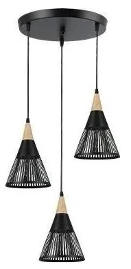 Luster na lanku HIRA 3xE27/60W/230V pr. 40 cm čierna