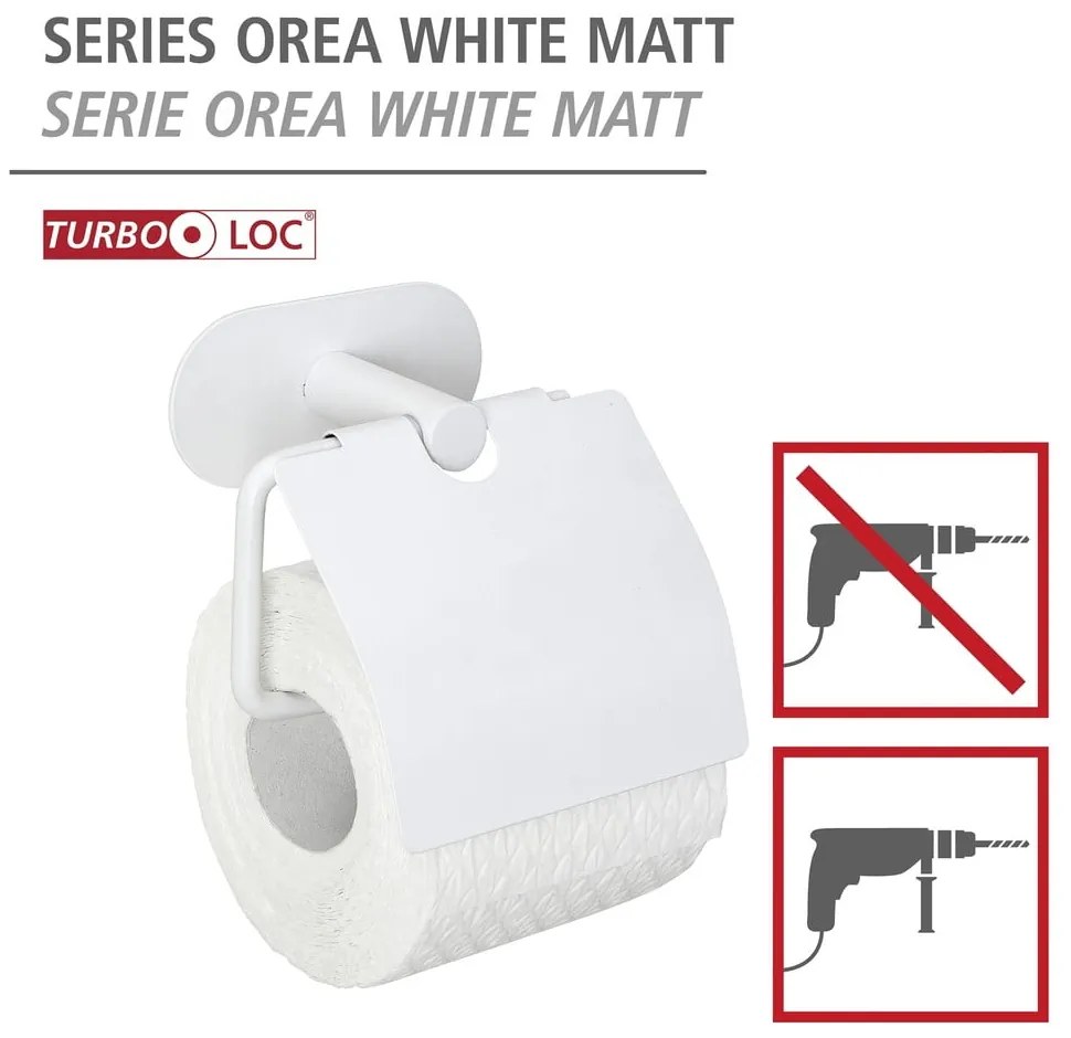 Biely samodržiaci držiak na toaletný papier z nehrdzavejúcej ocele Orea – Wenko