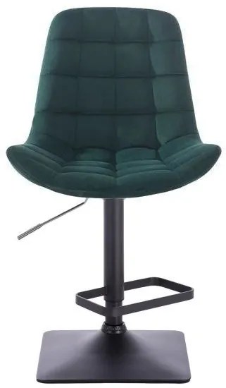 LuxuryForm DESIGN Barová stolička PARIS VELUR na čiernej hranatej podstave - zelená