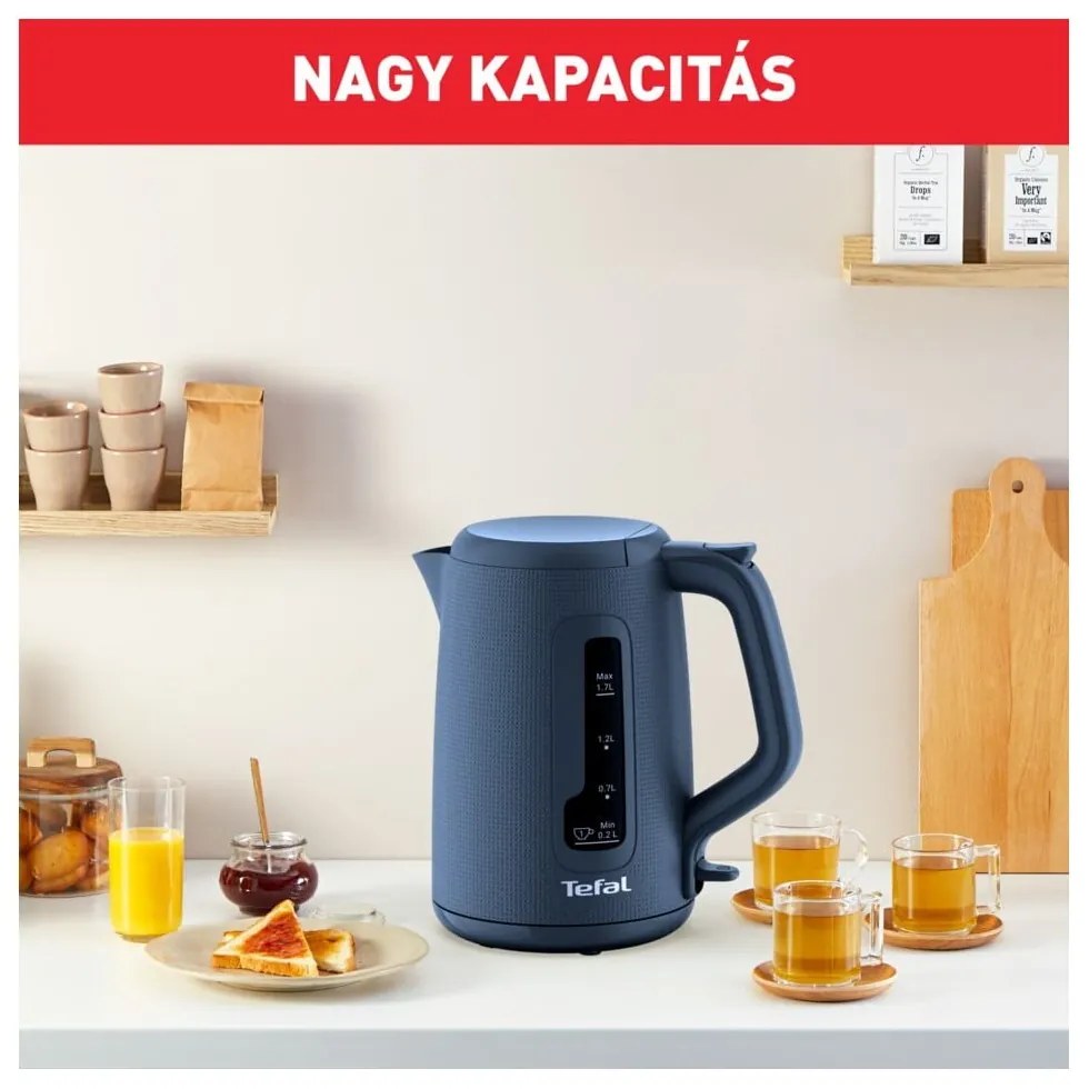 Tmavomodrá plastová rýchlovarná kanvica 1,7 l KO2M0410 – Tefal