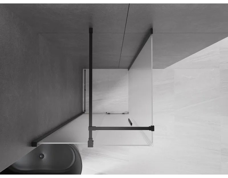 Mexen Velar, sprchový kút s posuvnými dverami 90 x 90 cm, 8mm sklo námraza, čierna matná, 871-090-090-31-70